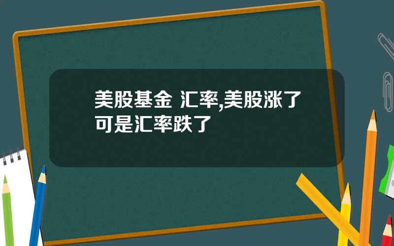 美股基金 汇率,美股涨了可是汇率跌了